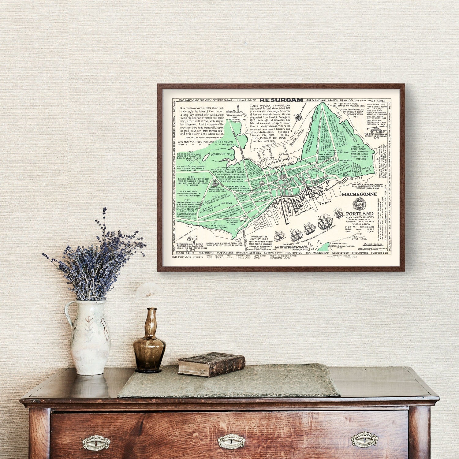 Vintage Map of Portland, Maine 1932