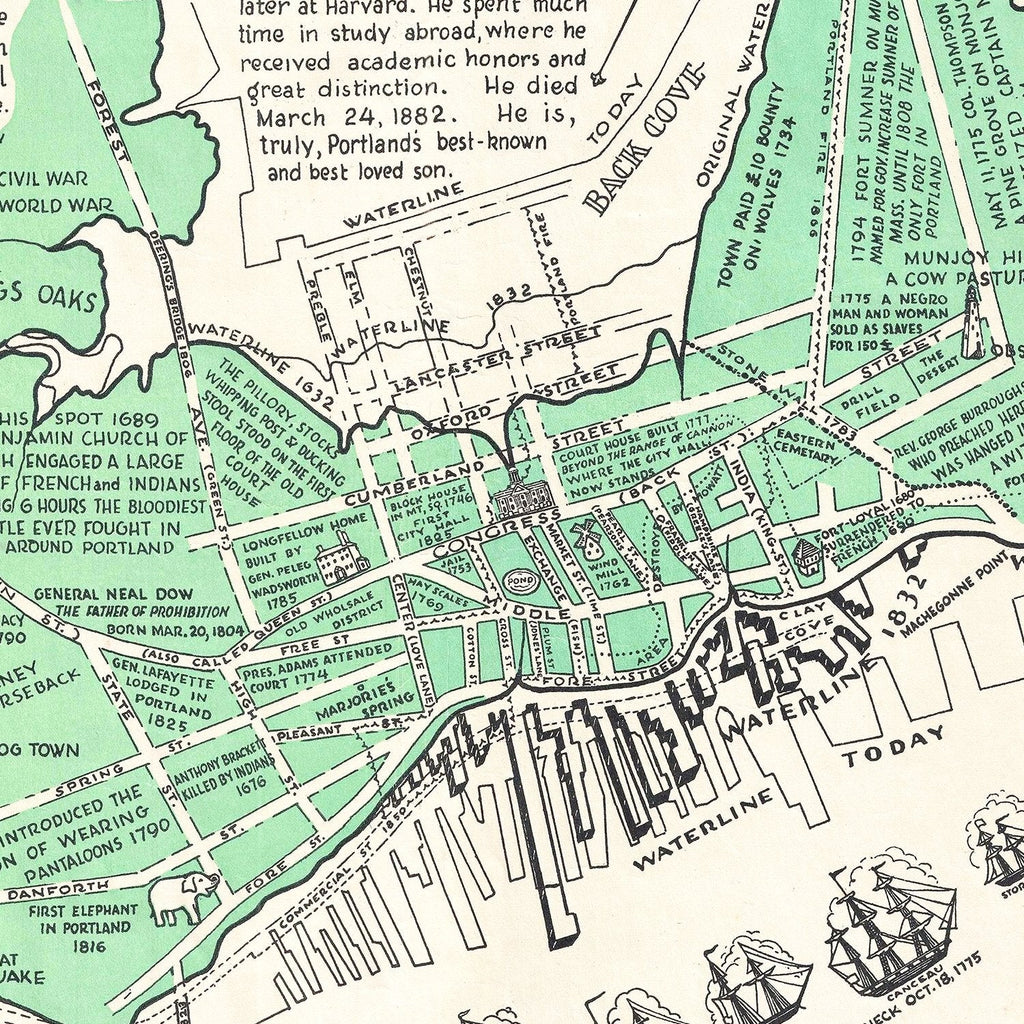 Vintage Map of Portland, Maine 1932