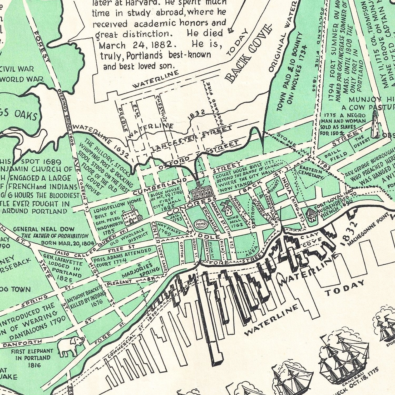 Vintage Map of Portland, Maine 1932