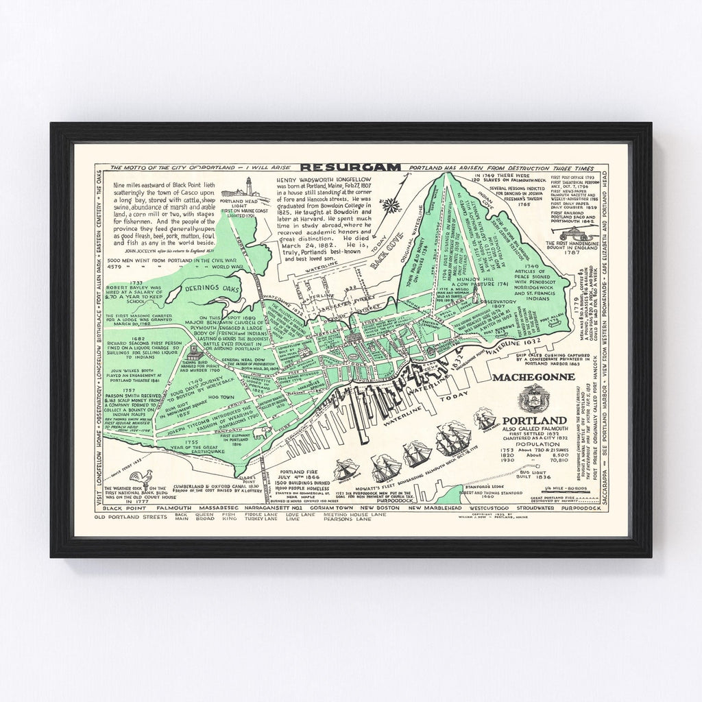 Vintage Map of Portland, Maine 1932