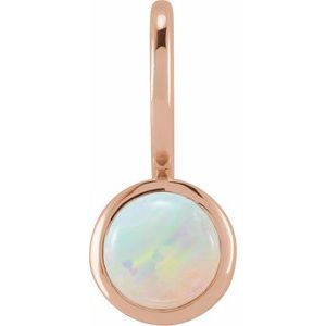 14K Rose Gold Natural White Opal Charm/Pendant
