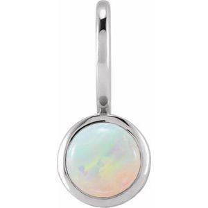 Platinum  Natural White Opal Charm/Pendant