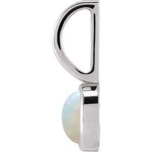 14K White Gold Natural White Opal Charm/Pendant – image 2