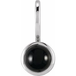 Platinum Natural Black Onyx Charm/Pendant