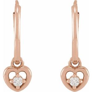 14K Rose Gold .06 CTW Natural Diamond Heart 17.7 mm Hoop Earrings
