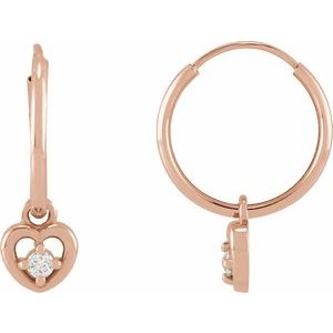 14K Rose Gold .06 CTW Natural Diamond Heart 17.7 mm Hoop Earrings