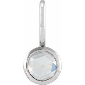 14K White Gold 1/3 CT Rose-Cut Natural Diamond Charm/Pendant