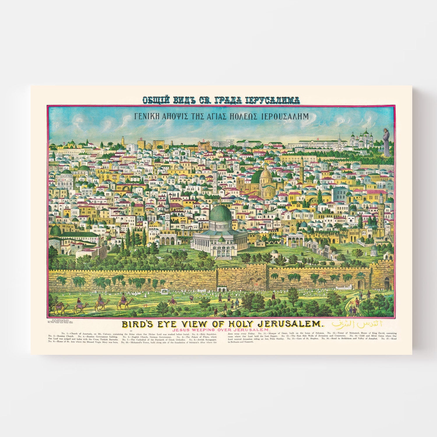 Vintage Map of Jerusalem,  1900