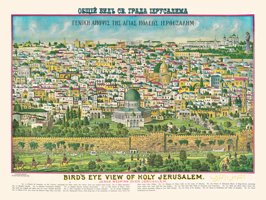 Vintage Map of Jerusalem,  1900