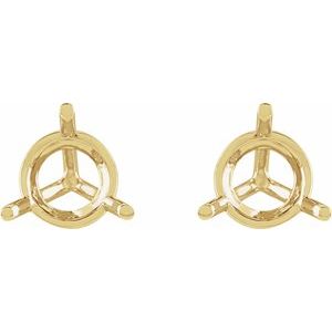14K Yellow Gold 2.5 mm Round 3-Prong Cocktail-Style Earring Mounting – image 2