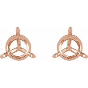 14K Rose Gold 910 mm Round 3-Prong Cocktail-Style Earring Mounting – image 2