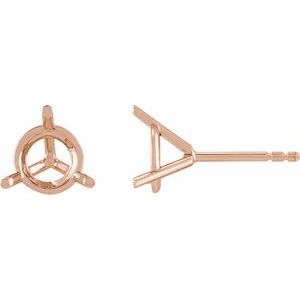 14K Rose Gold 8.5 mm Round 3-Prong Cocktail-Style Earring Mounting