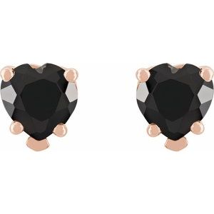 14K Rose Gold Natural Black Onyx Stud Earrings