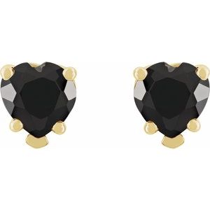 14K Yellow Gold Natural Black Onyx Stud Earrings