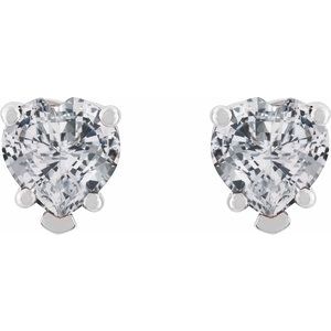 Sterling Silver Natural White Sapphire Stud Earrings – image 2