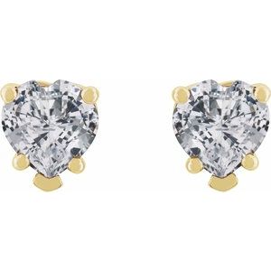 14K Yellow Gold Natural White Sapphire Stud Earrings – image 2