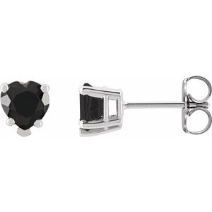 Sterling Silver Natural Black Onyx Stud Earrings