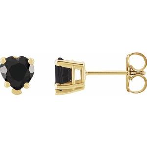 14K Yellow Gold Natural Black Onyx Stud Earrings