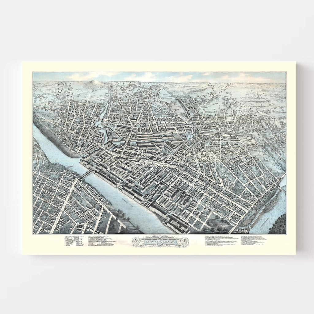 Vintage Map of Lowell, Massachusetts 1876