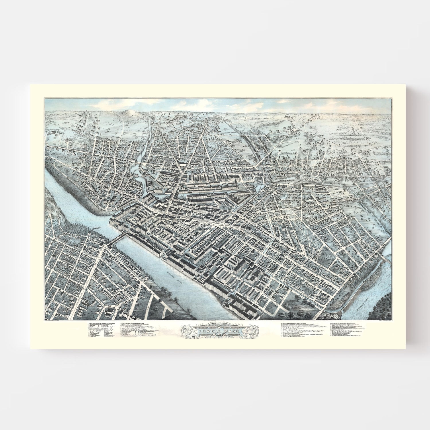 Vintage Map of Lowell, Massachusetts 1876