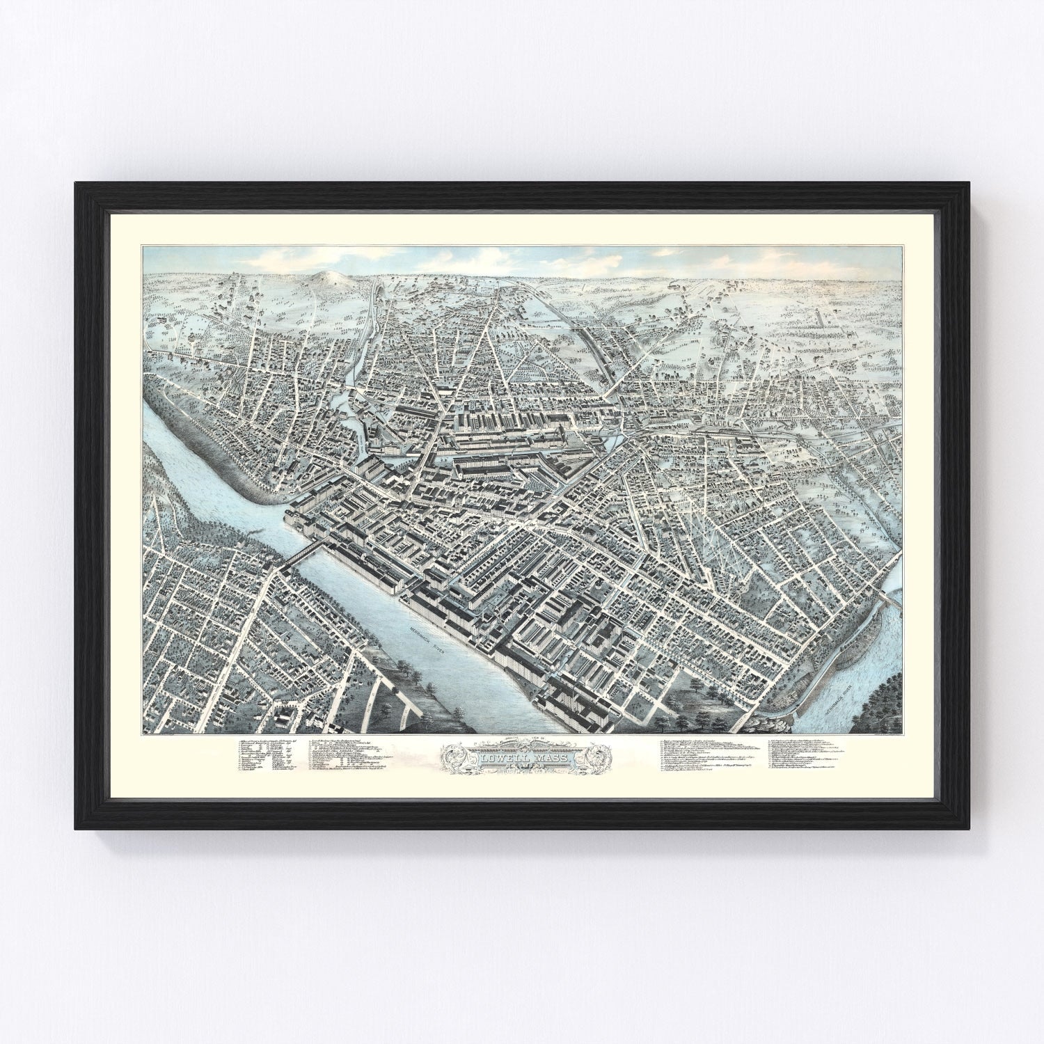 Vintage Map of Lowell, Massachusetts 1876