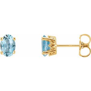 14K Yellow Gold Natural Sky Blue Topaz Earrings
