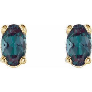 14K Yellow Gold Lab-Grown Alexandrite Earrings – image 2