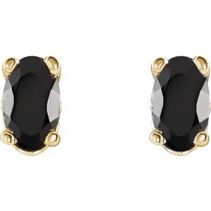 14K Yellow Gold Natural Black Onyx Earrings – image 2