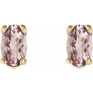 14K Yellow Gold Natural Pink Morganite Earrings – image 2