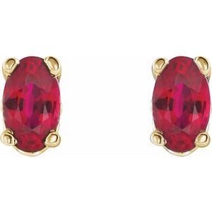 14K Yellow Gold Lab-Grown Ruby Earrings – image 2