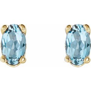 14K Yellow Gold Natural Sky Blue Topaz Earrings – image 2