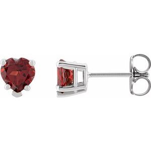 Platinum Natural Mozambique Garnet Stud Earrings