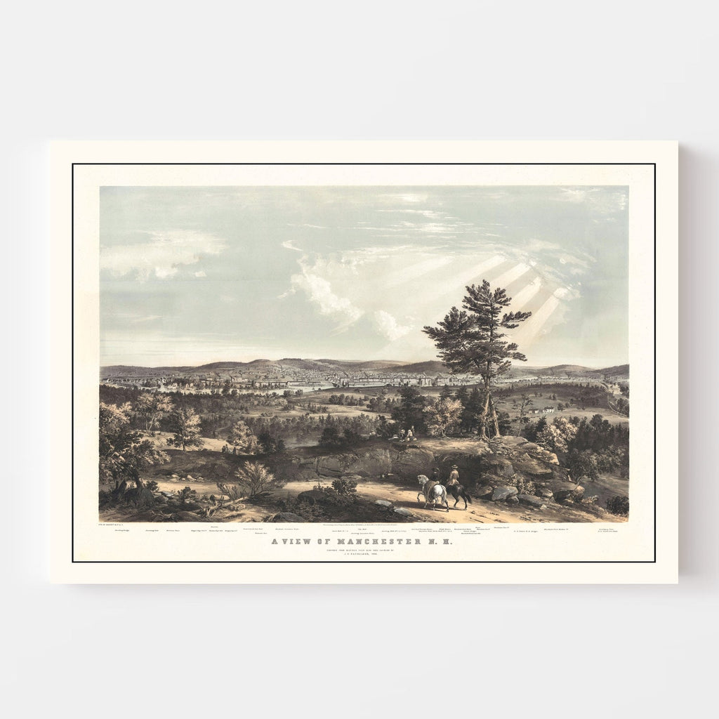 Vintage Map of Manchester, New Hampshire 1855