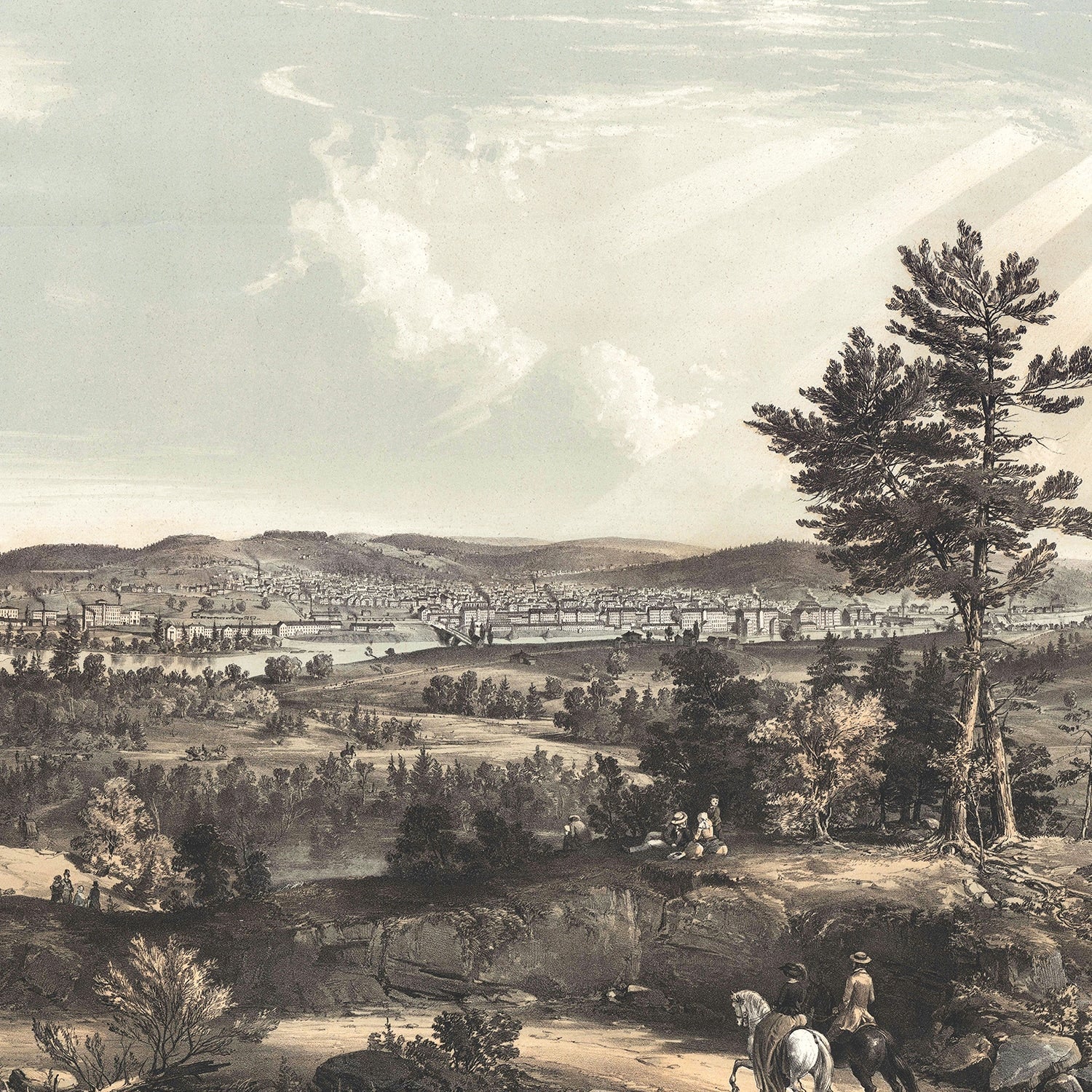 Vintage Map of Manchester, New Hampshire 1855