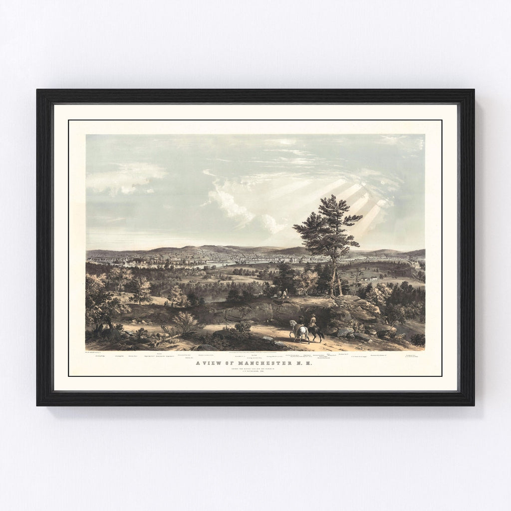 Vintage Map of Manchester, New Hampshire 1855