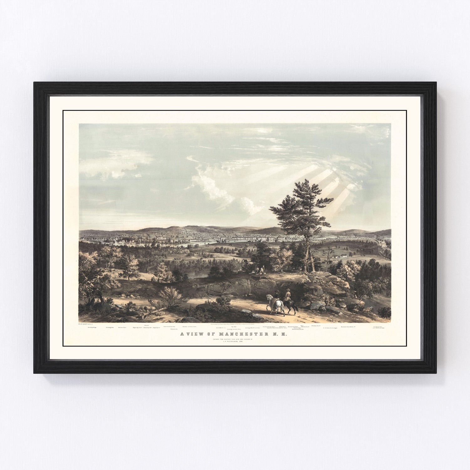 Vintage Map of Manchester, New Hampshire 1855