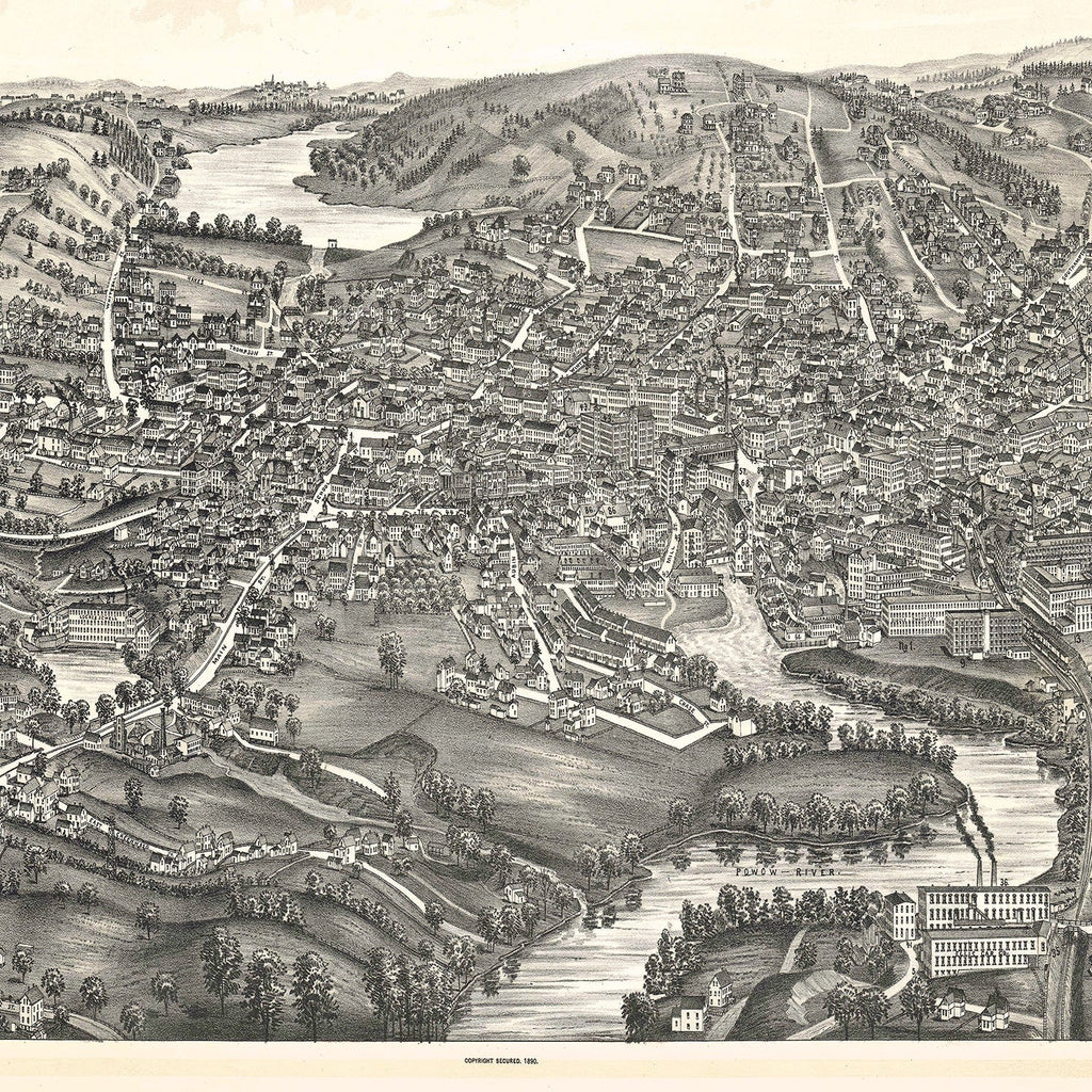 Vintage Map of Amesbury, Massachusetts 1890