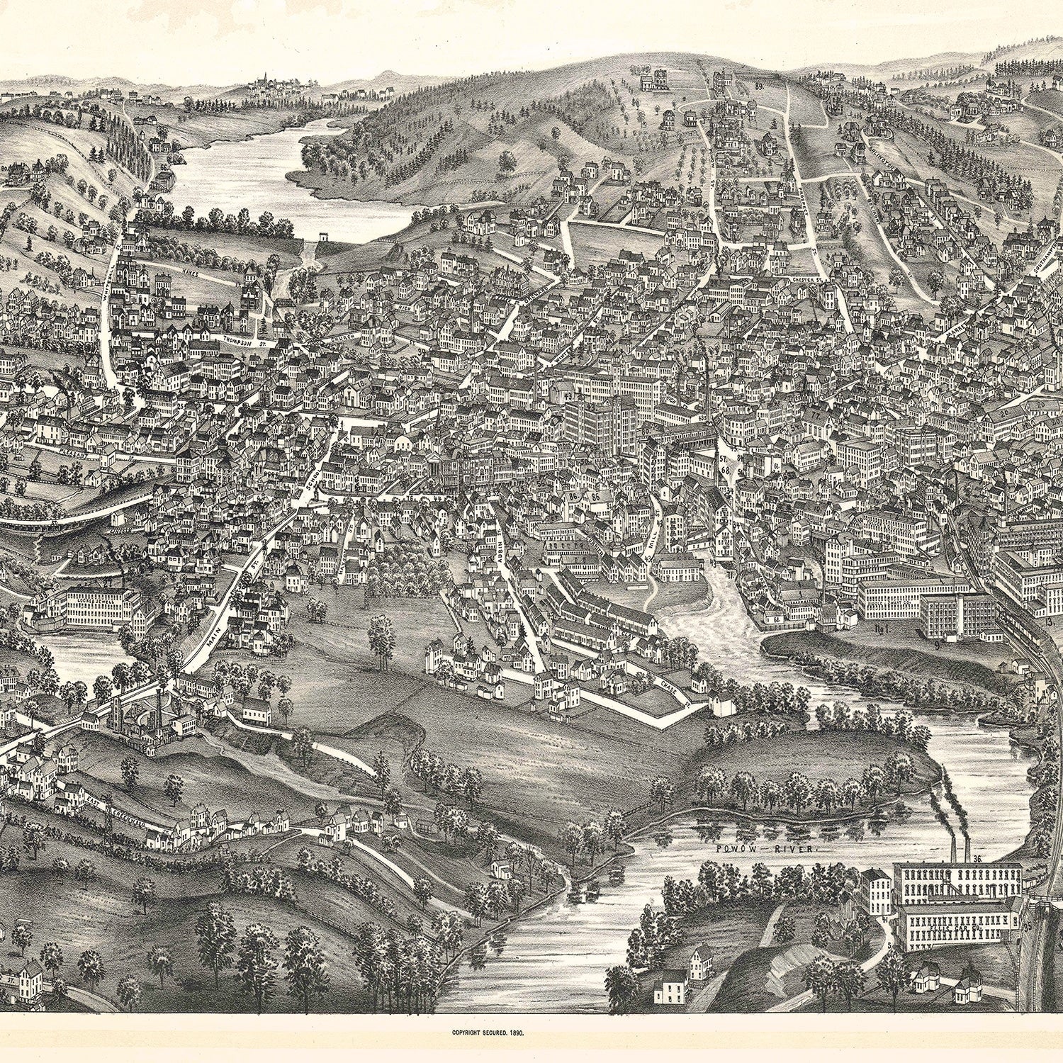 Vintage Map of Amesbury, Massachusetts 1890