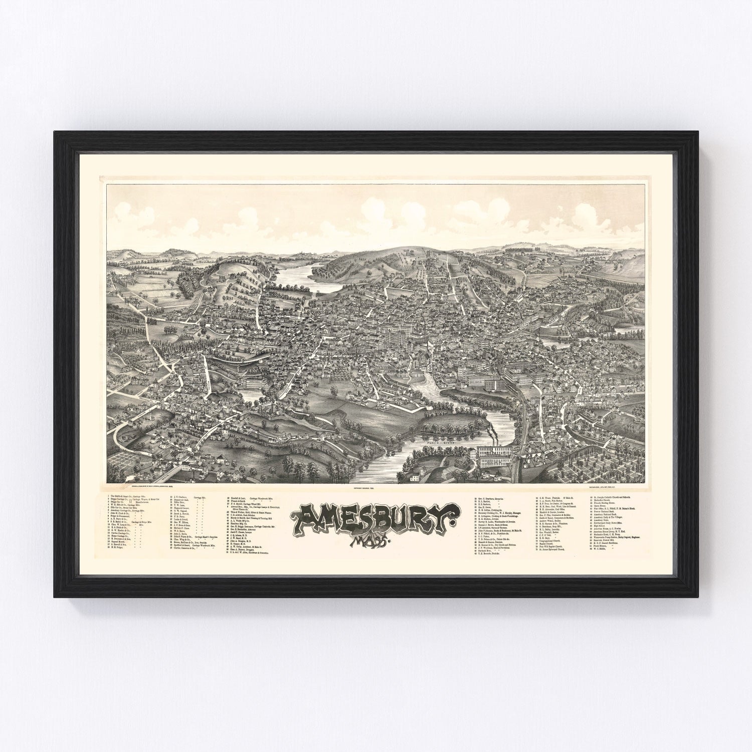 Vintage Map of Amesbury, Massachusetts 1890