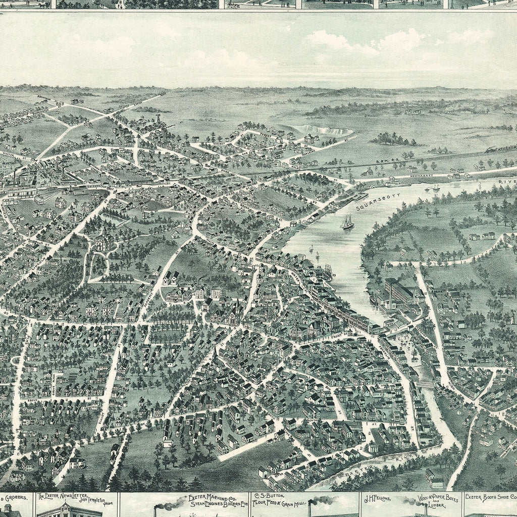 Vintage Map of Exeter, New Hampshire 1896
