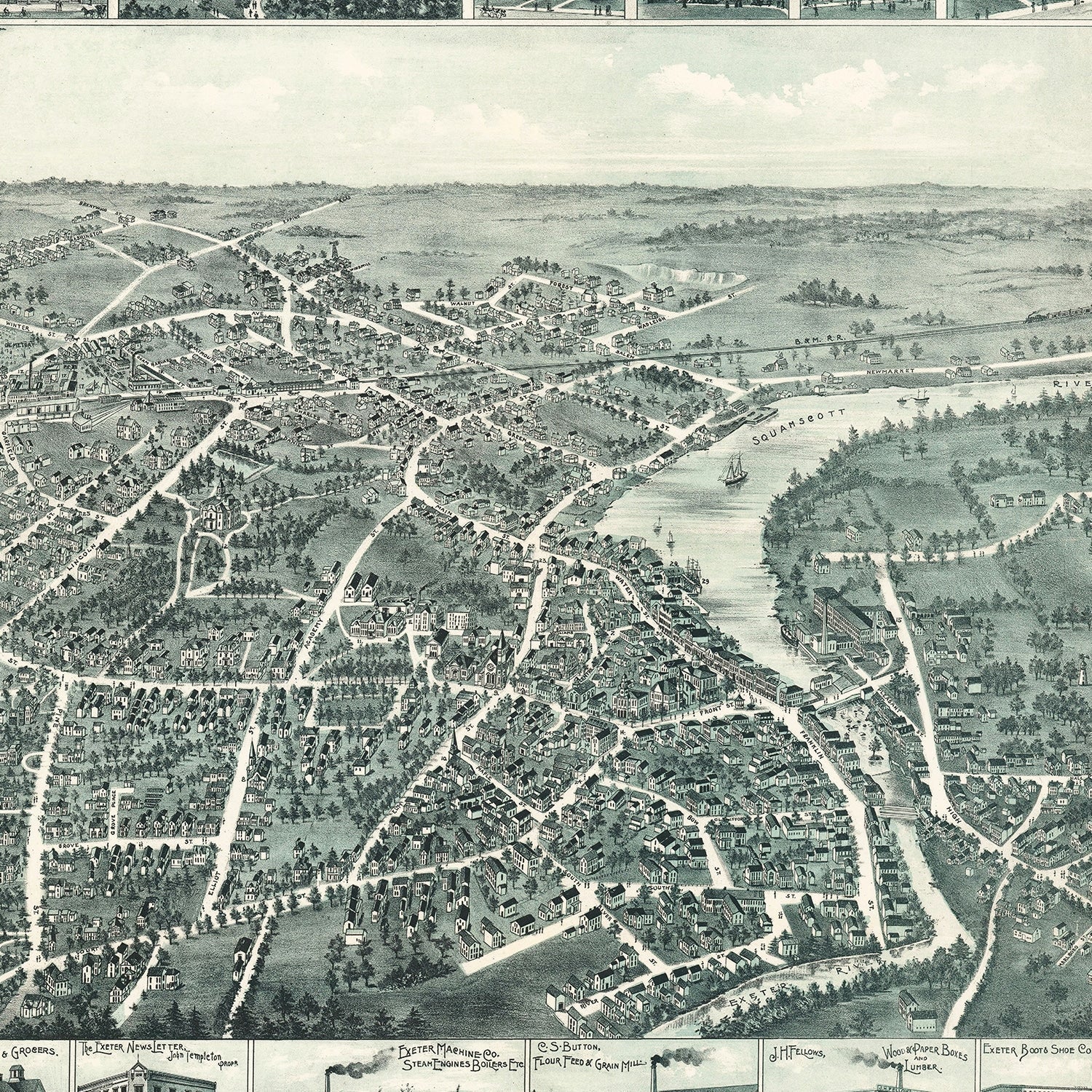 Vintage Map of Exeter, New Hampshire 1896