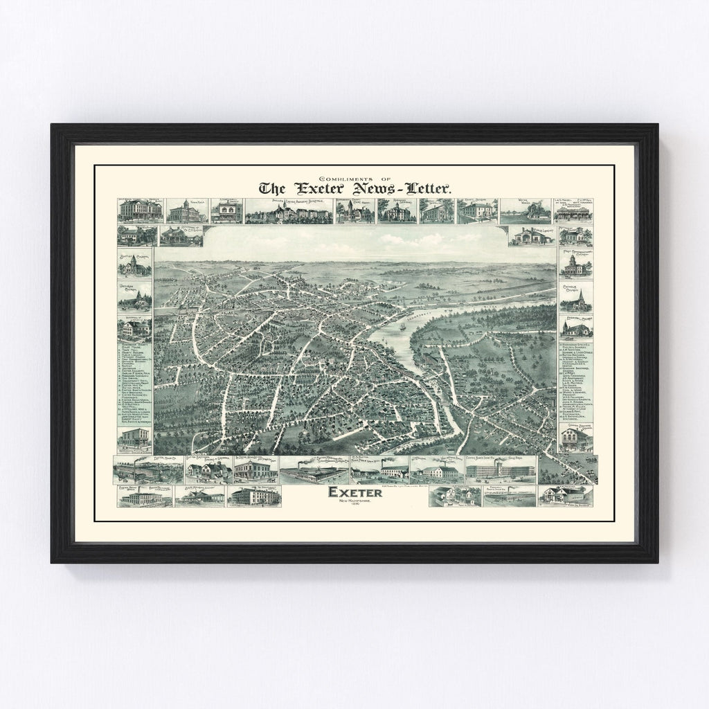Vintage Map of Exeter, New Hampshire 1896