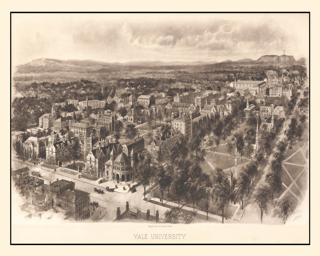 Vintage Map of Yale University, 1906