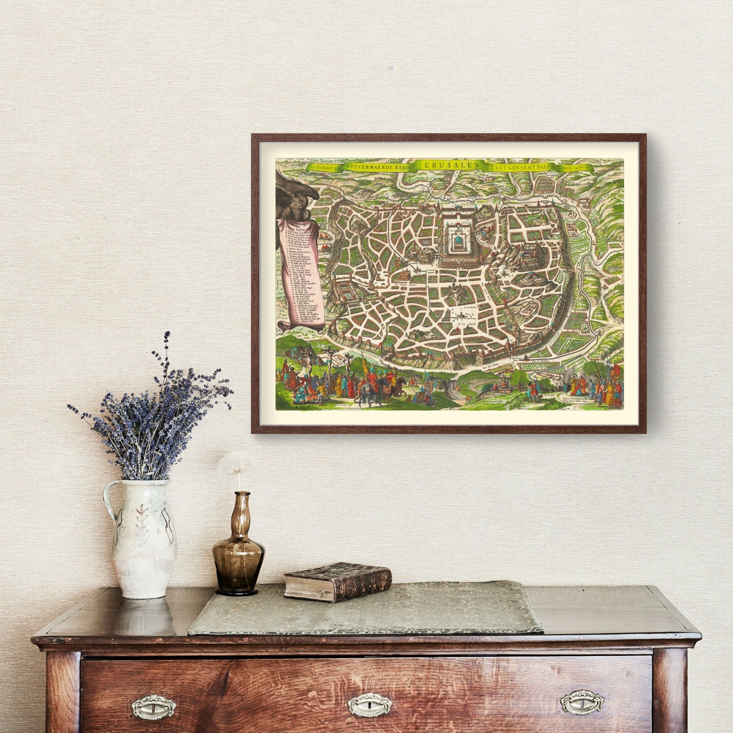 Vintage Map of Jerusalem, Israel 1645