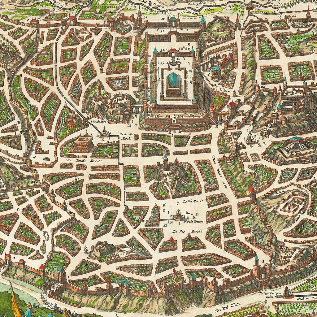 Vintage Map of Jerusalem, Israel 1645