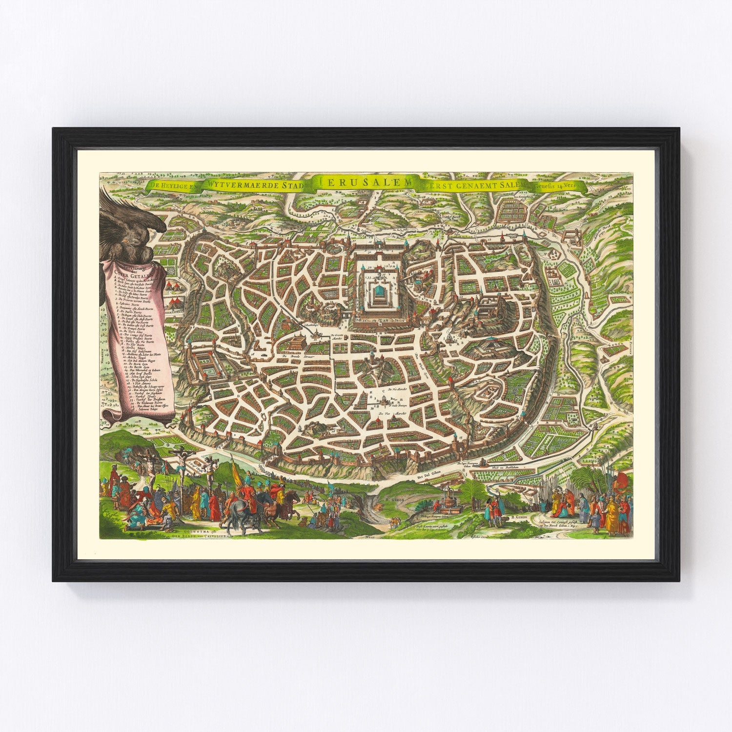Vintage Map of Jerusalem, Israel 1645