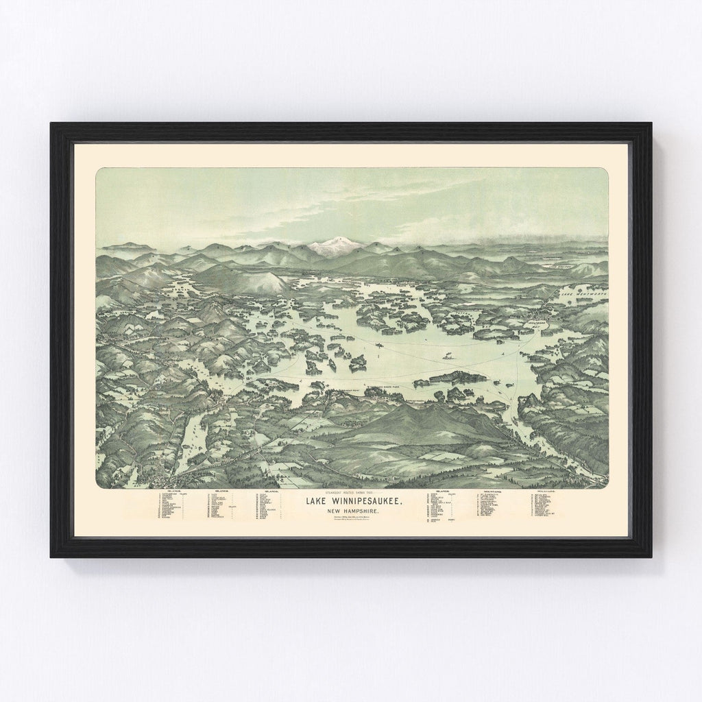Vintage Map of Lake Winnipesaukee, New Hampshire 1909