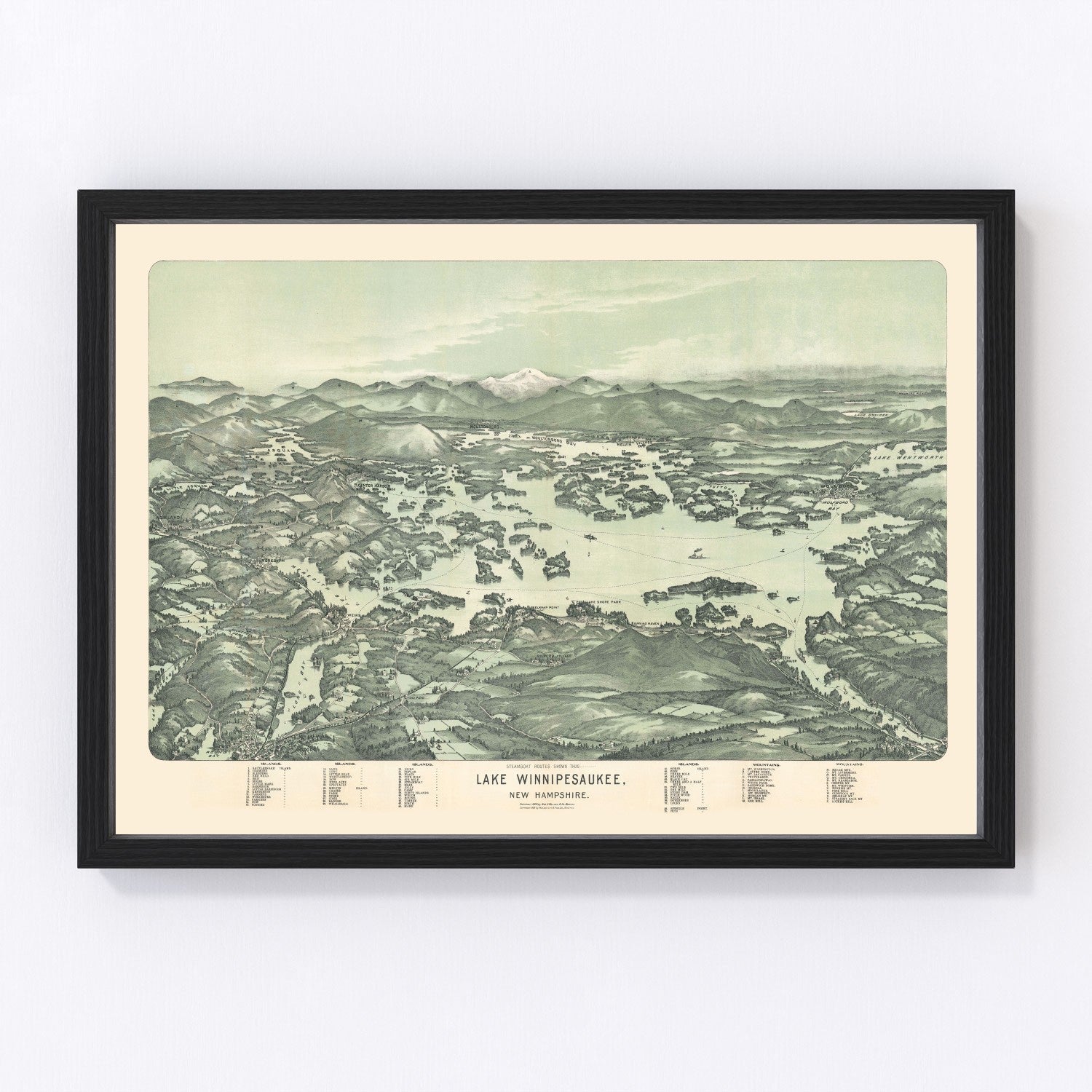 Vintage Map of Lake Winnipesaukee, New Hampshire 1909