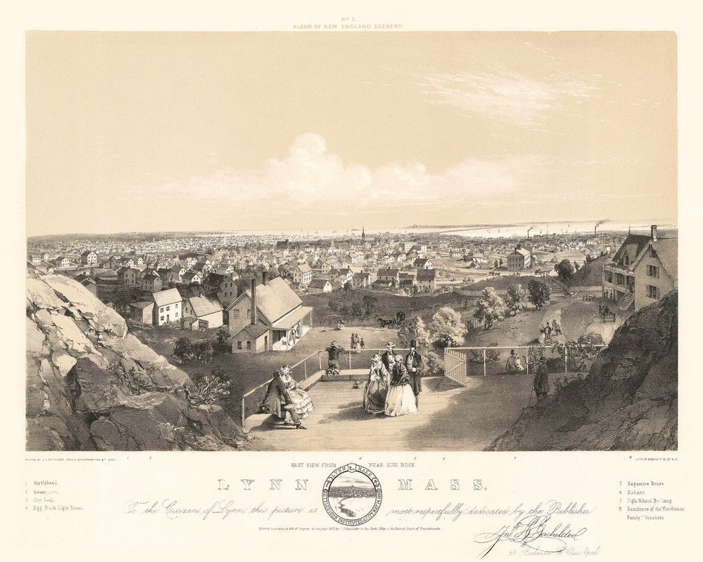 Vintage Map of Lynn, Massachusetts 1856