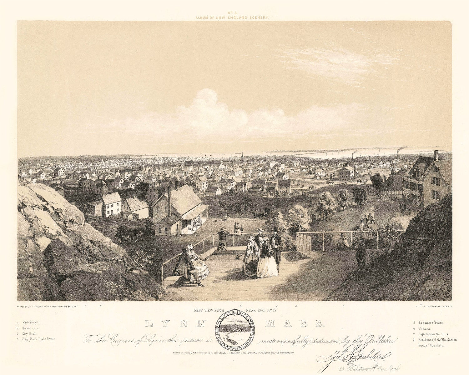 Vintage Map of Lynn, Massachusetts 1856
